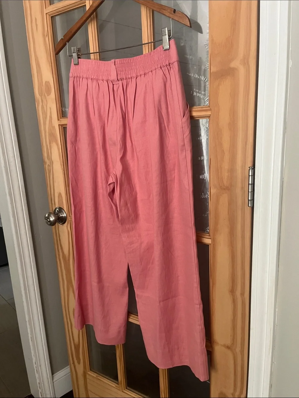 Cabi Bubblegum Pink The Cruise Crop Wide Leg Linen Pants Preppy sz small